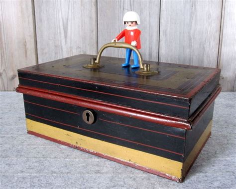 metal painted money box|Vintage Metal Cash Box for sale .